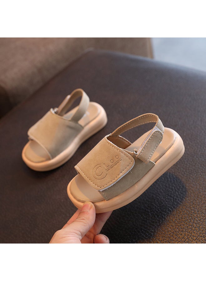 Summer Children's Sandals Open Toe Velcro Beach Shoes Soft Sole Casual Trendy Student Shoes Small And Medium-sized Children's Hair