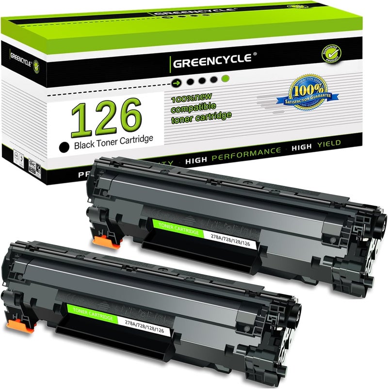 Greencycle Compatible Toner Cartridge Replacement for Canon 126 CRG-126 CRG126 3483B001 for use in ImageClass LBP6200d and LBP6230dw LBP-6230dn LBP-6230 Wireless Laser Printers (Black,2 PK) - Image 1