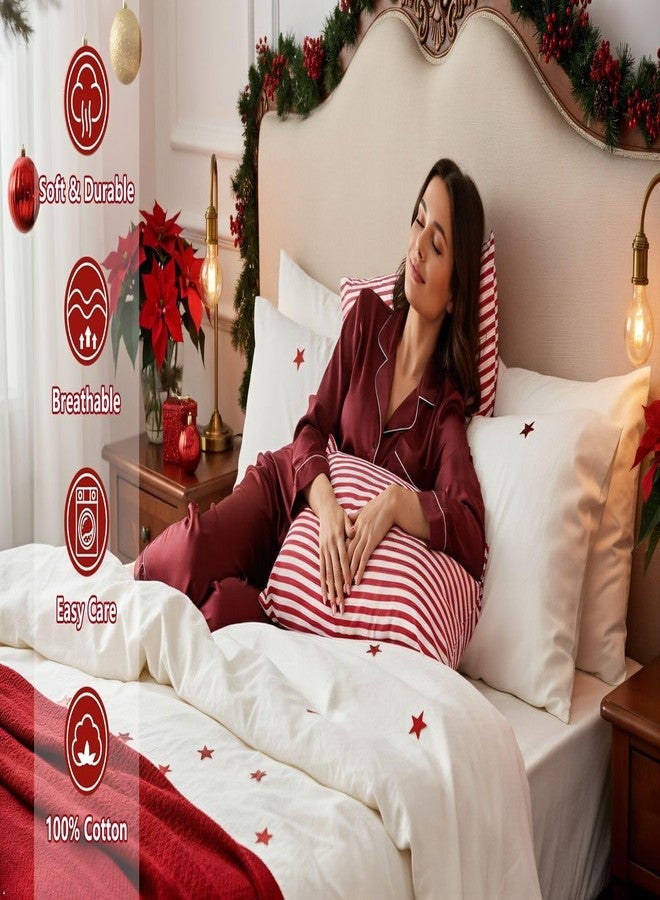 rockcloud Pillow Case Set 400 Thread Count 100% Cotton Standard Size 2pc, Red Stripe - Image 2