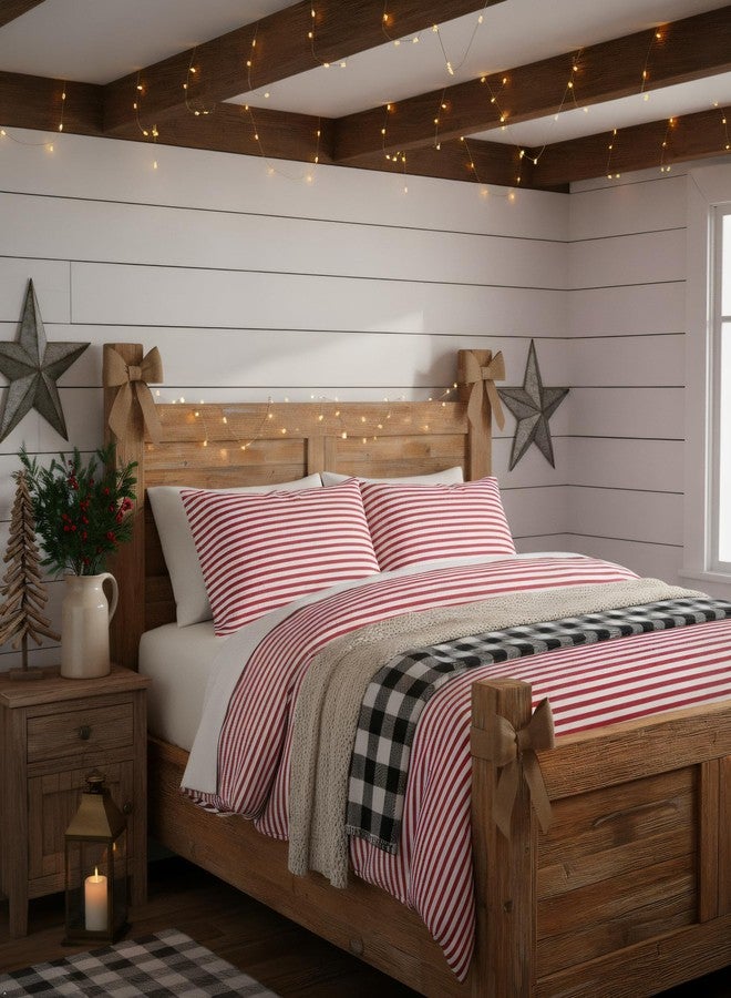 rockcloud Pillow Case Set 400 Thread Count 100% Cotton Standard Size 2pc, Red Stripe - Image 4