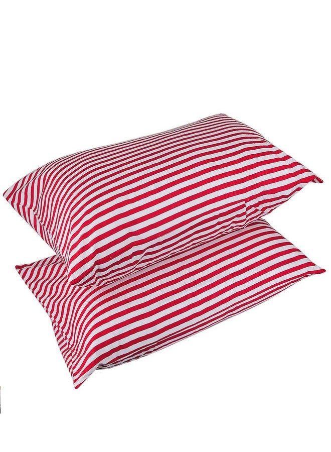 rockcloud Pillow Case Set 400 Thread Count 100% Cotton Standard Size 2pc, Red Stripe - Image 1