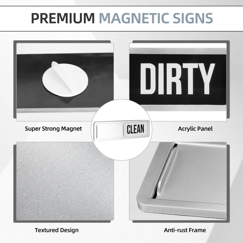 Kunkkancoco Dishwasher Magnet Clean Dirty Sign, Strong Magnet Clean Dirty for Kitchen Refrigerator, Easy to Read and Slide, Self-Adhesive Stickers for Non-Magnetic Dishwasherï¼ˆBlack Whiteï¼‰ - Image 5