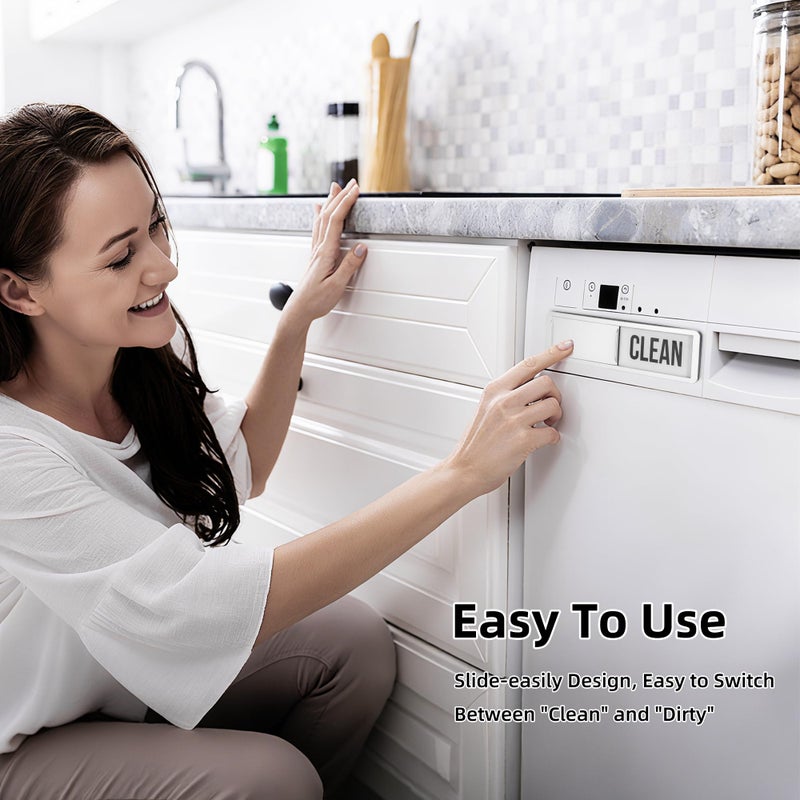 Kunkkancoco Dishwasher Magnet Clean Dirty Sign, Strong Magnet Clean Dirty for Kitchen Refrigerator, Easy to Read and Slide, Self-Adhesive Stickers for Non-Magnetic Dishwasherï¼ˆBlack Whiteï¼‰ - Image 4