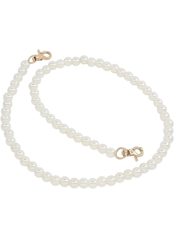 47" 120cm DIY Round 10mm Diameter Imitation Pearl Bead Chain Strap Handbag Chains Accessories Purse Shoulder Cross Body Replacement Straps with Metal Buckles 
