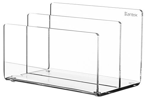 Kantek Clear Acrylic Mini File Sorter, 2 Section File Holder, 6" x 3.8" x 3.9", Desk Organizer, Non-Skid Feet, Desk Accessory - Image 1