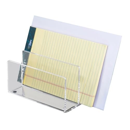 Kantek Clear Acrylic Mini File Sorter, 2 Section File Holder, 6" x 3.8" x 3.9", Desk Organizer, Non-Skid Feet, Desk Accessory - Image 5