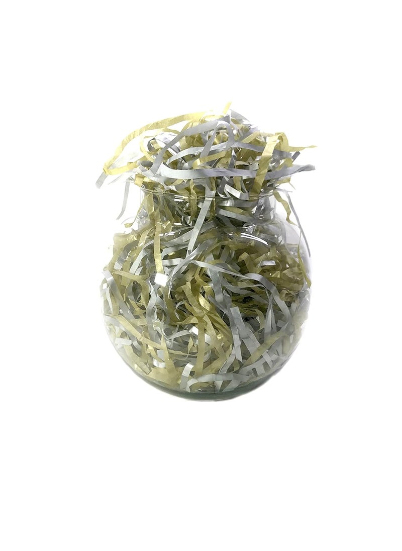 ECO SARRAS Metallic Gold and Silver shredded paper crinkle paper grass strips gift tray decoration gift hamper decorations gift box fillers wedding birthday diwali Dusshera decoration 200 Grams  - Image 5