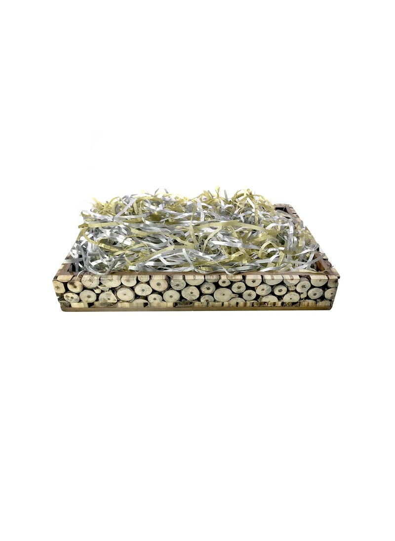 ECO SARRAS Metallic Gold and Silver shredded paper crinkle paper grass strips gift tray decoration gift hamper decorations gift box fillers wedding birthday diwali Dusshera decoration 200 Grams  - Image 3