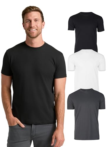 True Classic Mens T-Shirts – Short Sleeve Crew Neck T Shirts for Man, Cotton Blend Plain Novelty Men's T-Shirts, Pack of 3, Variety, L - Image 1