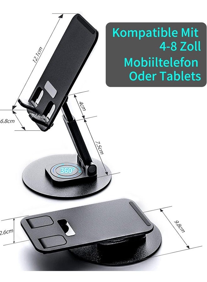 Cell Phone Stand Phone Holder for Desk Rotatable Adjustable Height Mobile iPhone Stand Table Portable Foldable Stand for Most Phones iPhone 14 series Samsung Galaxy Tablet/iPad Black - Image 1