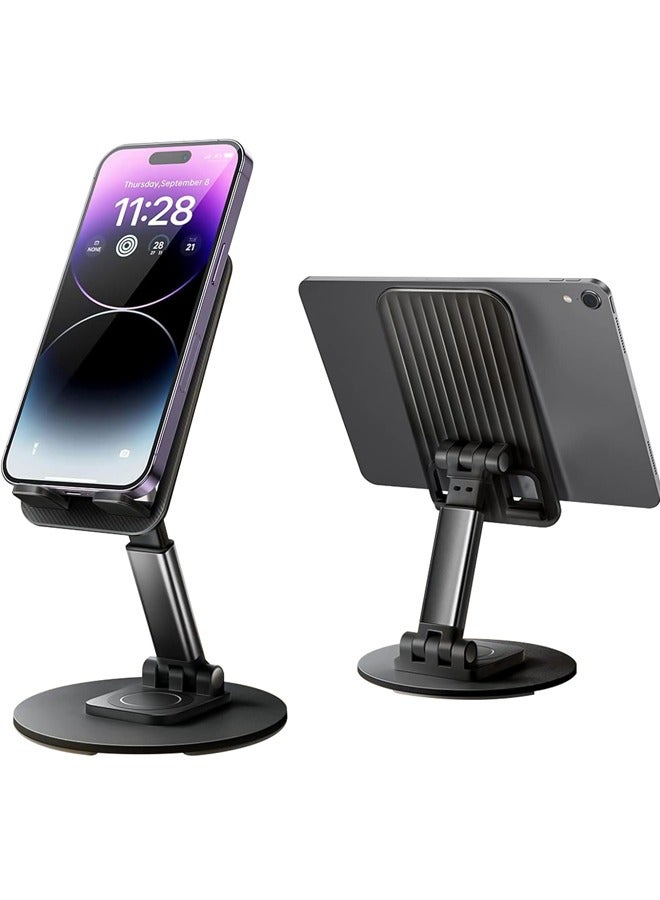 Cell Phone Stand Phone Holder for Desk Rotatable Adjustable Height Mobile iPhone Stand Table Portable Foldable Stand for Most Phones iPhone 14 series Samsung Galaxy Tablet/iPad Black - Image 2