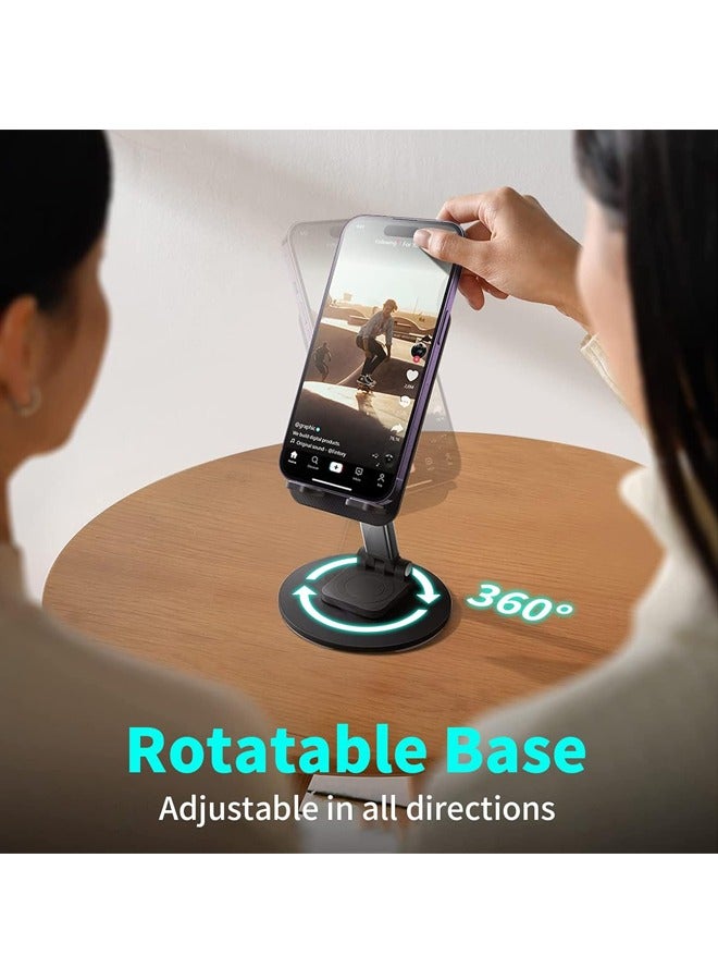 Cell Phone Stand Phone Holder for Desk Rotatable Adjustable Height Mobile iPhone Stand Table Portable Foldable Stand for Most Phones iPhone 14 series Samsung Galaxy Tablet/iPad Black - Image 3