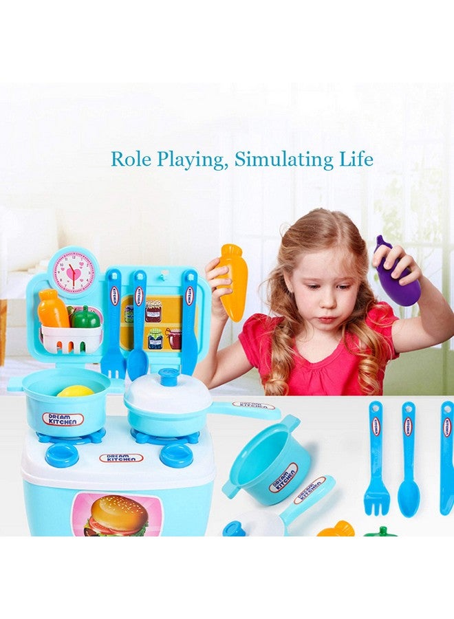 ويش كي مجموعة ألعاب الطبخ التظاهرية من ويشكي للطهاة الصغار مع ملحقات وأدوات طهي وأدوات منزلية وحقيبة سفر محمولة متعددة الأغراض للأطفال من سن 3 سنوات فما فوق (أزرق) - Image 4