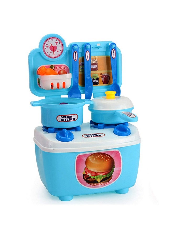 ويش كي مجموعة ألعاب الطبخ التظاهرية من ويشكي للطهاة الصغار مع ملحقات وأدوات طهي وأدوات منزلية وحقيبة سفر محمولة متعددة الأغراض للأطفال من سن 3 سنوات فما فوق (أزرق) - Image 1