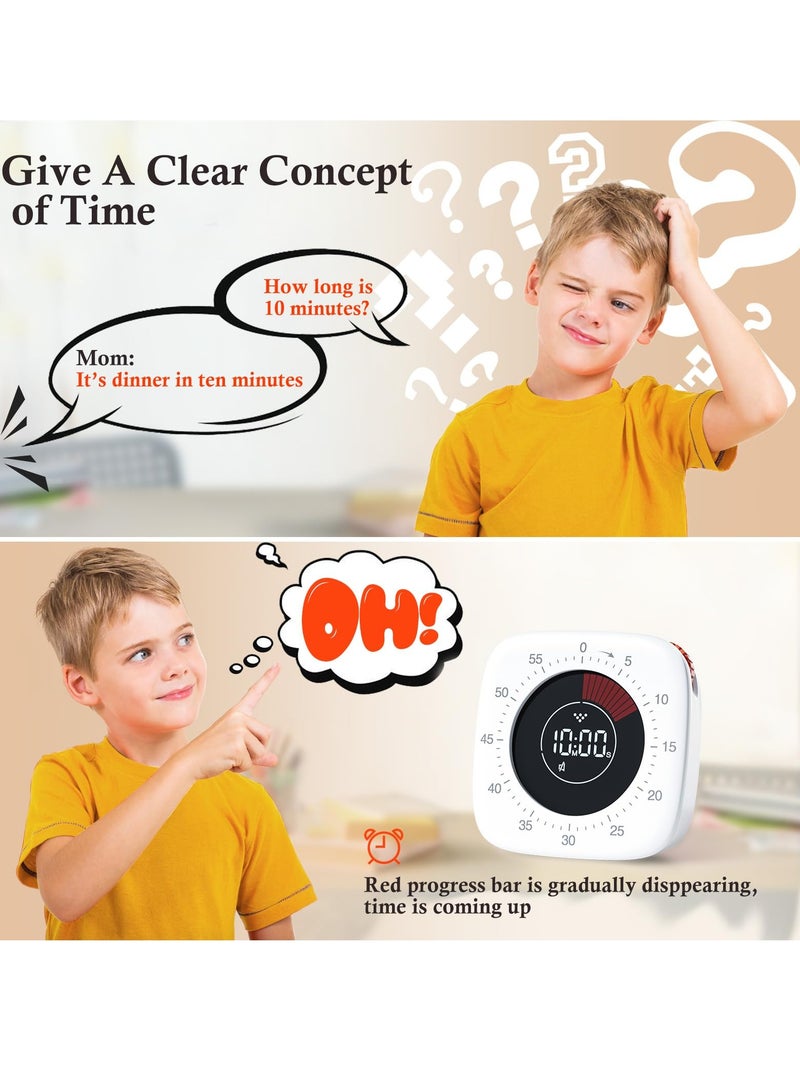 SYOSI Kids Classroom Timers, Kitchen Timer, Cooking Time Management, for Teaching, Meeting, Cooking, Working - Timer for Kids with Magnetic Backing, Foldable Legs, Hanging Hole - Image 2