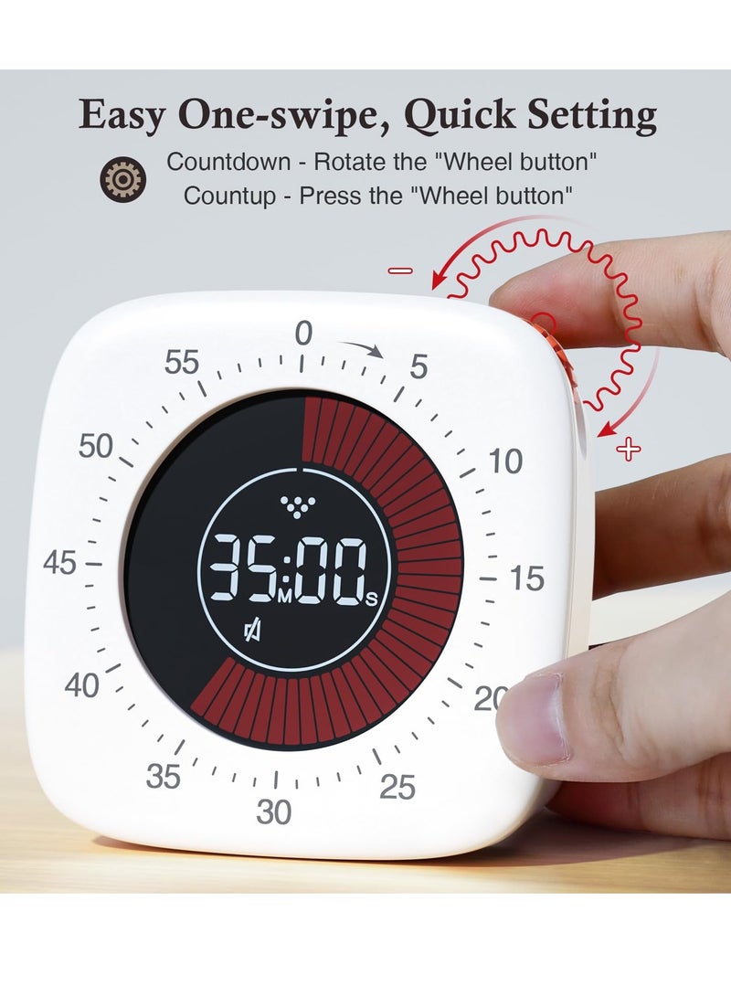 SYOSI Kids Classroom Timers, Kitchen Timer, Cooking Time Management, for Teaching, Meeting, Cooking, Working - Timer for Kids with Magnetic Backing, Foldable Legs, Hanging Hole - Image 3