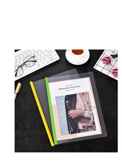 Libra File Folder, 10pcs Clear Sliding Bar Folder Report Covers for Office School A4 Paper Resume Presentations, 5 Color  - Image 3