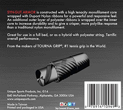 Tourna Synthetic Gut Armor Black Tennis String - 17g - Image 2