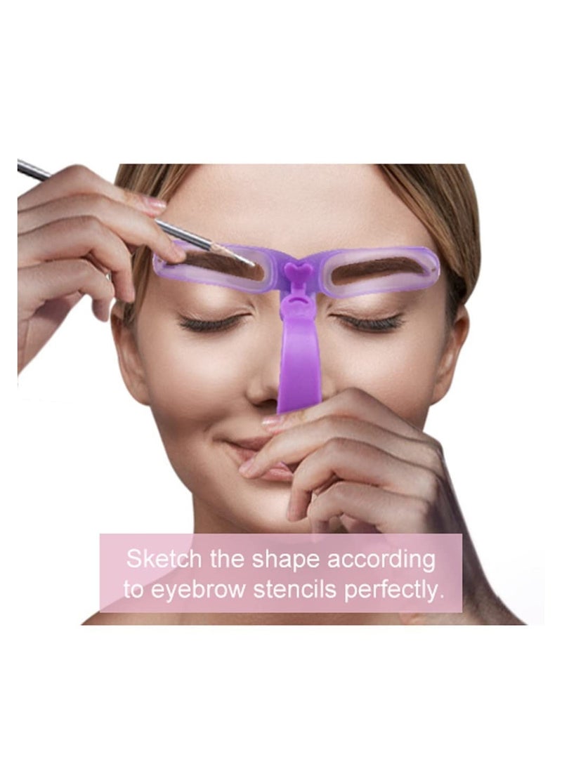 رات سو مجموعة قوالب الحواجب بختم: تتضمن مجموعة القوالب للحواجب قوالب لتشكيل الحواجب بـ 8 أنماط، قابلة لإعادة الاستخدام مع مقبض وحزام لسهولة الاستخدام، ويمكن غسلها بسهولة. - Image 4