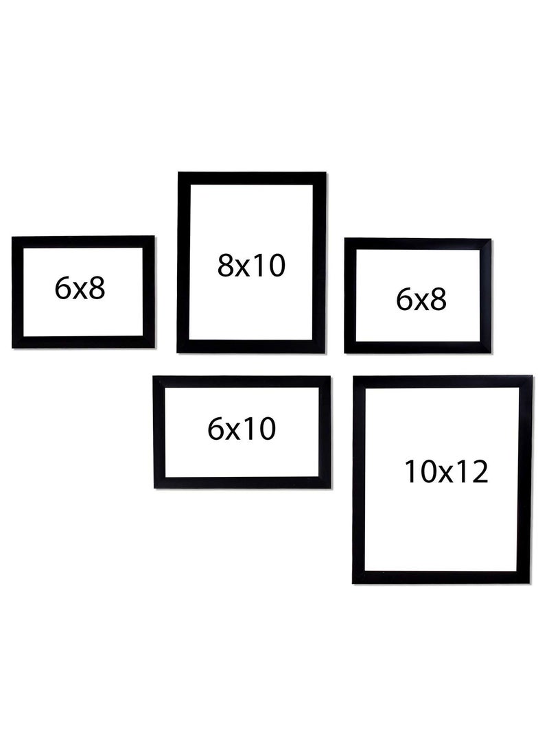 Art Street Art Street Wood - Set Of 5 Individual Black Wall Photo Rectangular Frames Wall Hanging (Mix Size)(2 Units 6X8, 1 Units 6X10, 1 Unit 8X10, 1 Unit 10X12 Inch), Other  - Image 3
