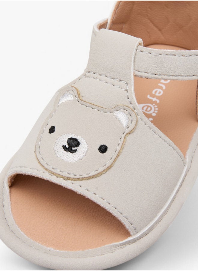 Barefeet Bear Applique Booties with Hook and Loop Closure  - Image 4
