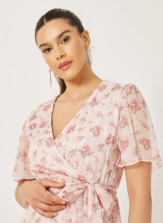 Styli Floral Ruffle Maxi Dress