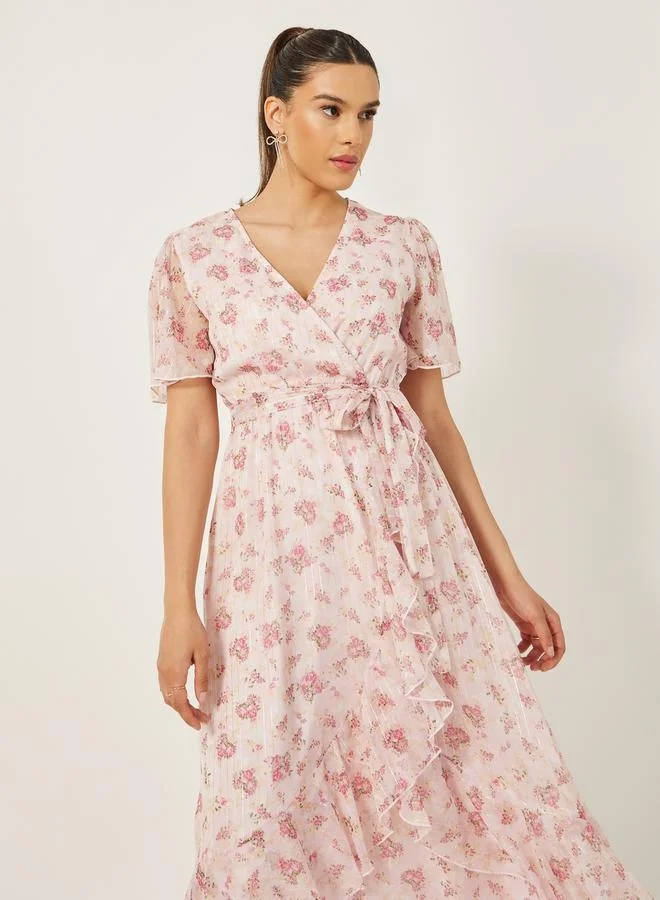 Styli Floral Ruffle Maxi Dress
