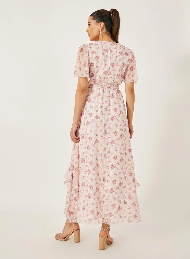 Styli Floral Ruffle Maxi Dress