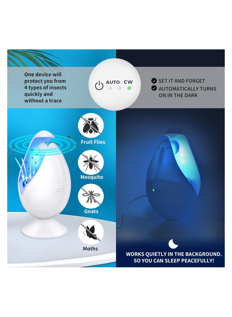 Excefore فخ الحشرات الآلي الداخلي فخ البعوض للمنزل غير المزود بصاعق مع كبسولة عطر للصيد وضوء UV مع 4 ألواح لاصقة (أبيض) - Image 4