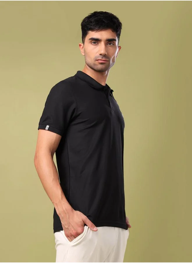 تكنوسبورت Technosport Plus Size Solid Slim Fit Polo T-Shirt