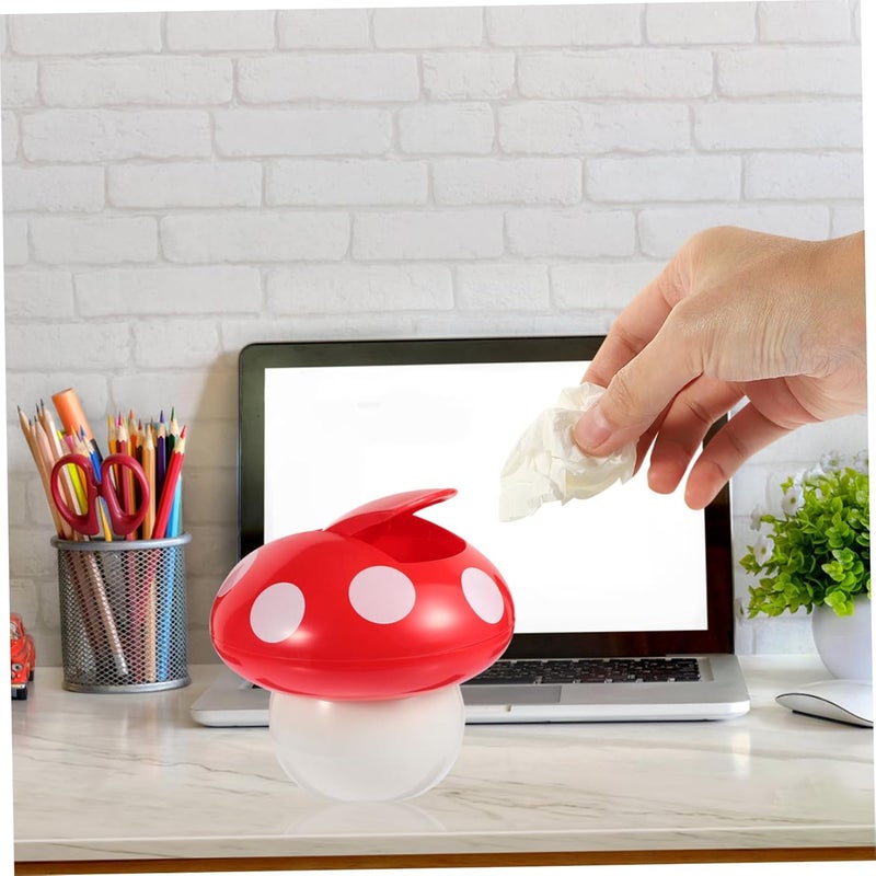 Cute Mushroom Shaped Trash Can with Lid Decorative Garbage Container for Desk Cartoon Waste Paper Bin Mushroom Wastebasket for Home Office - Image 5