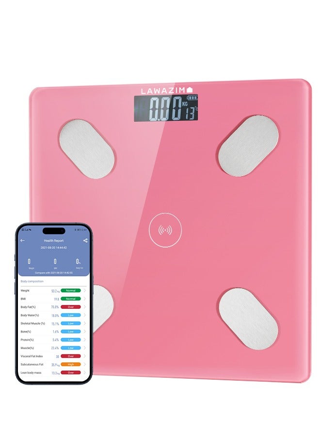 LAWAZIM Digital Body Scale Bluetooth-White- Tempered Glass Platform High Accuracy Smart Body Scale with Long-Lasting Battery Life -Ideal for Health Tracking, Fitness Monitoring, and Weight Management  - Image 1