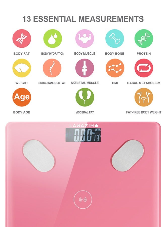 LAWAZIM Digital Body Scale Bluetooth-White- Tempered Glass Platform High Accuracy Smart Body Scale with Long-Lasting Battery Life -Ideal for Health Tracking, Fitness Monitoring, and Weight Management  - Image 3