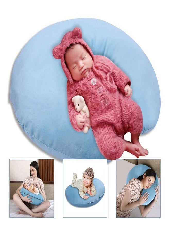 Dormyo Cradle Breast Feeding/Nursing Pillow Multifunction Pillow with 5 Different uses, with Printed Water Resistant Velvet Cover Filled with 1 Kg Microfibre Sea Green (22" x 21.5") - Image 5