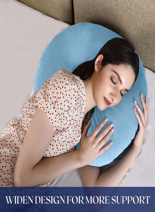 Dormyo Cradle Breast Feeding/Nursing Pillow Multifunction Pillow with 5 Different uses, with Printed Water Resistant Velvet Cover Filled with 1 Kg Microfibre Sea Green (22" x 21.5") - Image 4