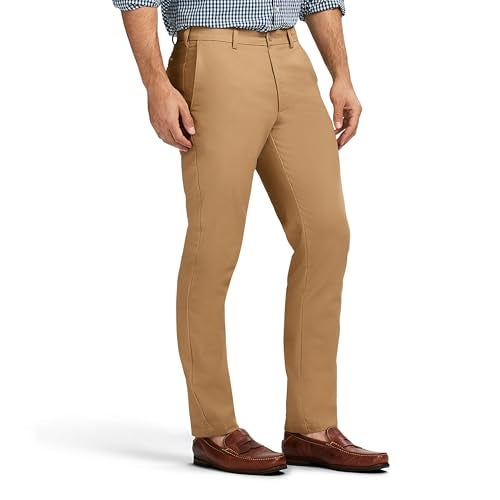 IZOD Men's American Chino Flat-Front Straight-Fit Pants, English Khaki, 38W x 30L - Image 2