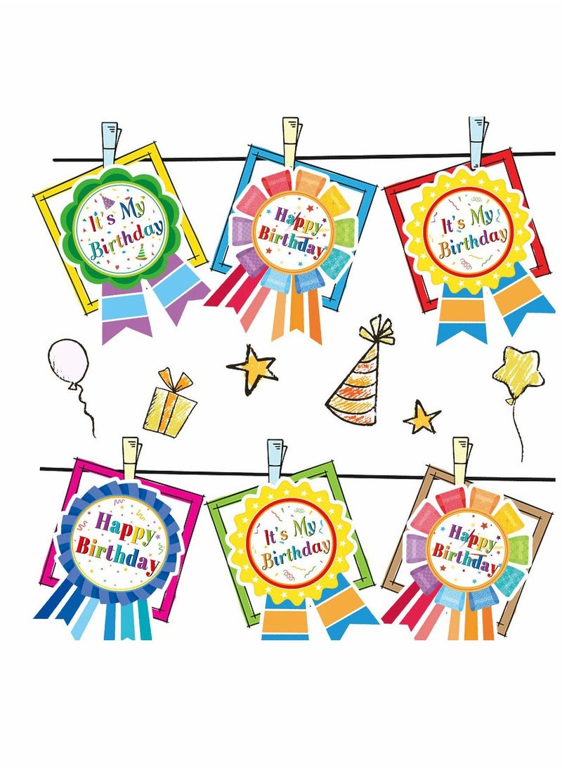 SYOSI - Birthday Stickers Happy Birthday Badge Stickers Can Be Attached Wall Table Cheek Arm Clothes for Birthday Party Decoration 300 Pcs - Image 1