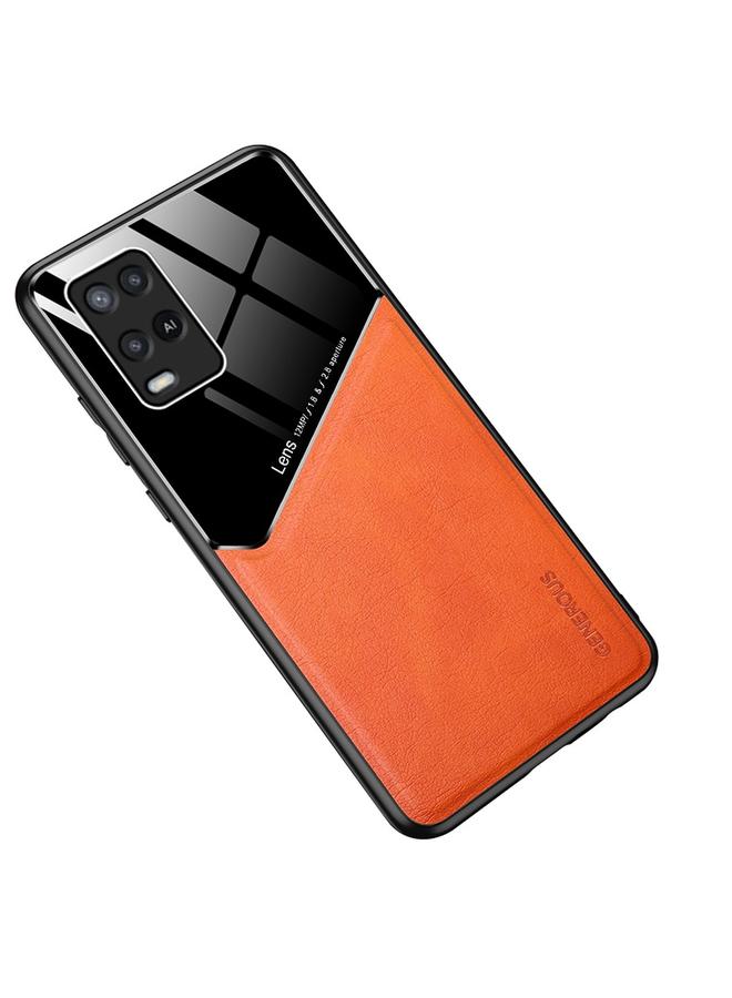 جراب هاتف من الجلد العضوي الزجاجي الشامل لهاتف OPPO A54 4G (أسود)