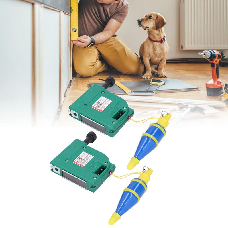 2Pcs Magnetic Wire Hammer Green Line Drop Alloy Steel Vertical Measuring Tools 5 Meters - Image 1