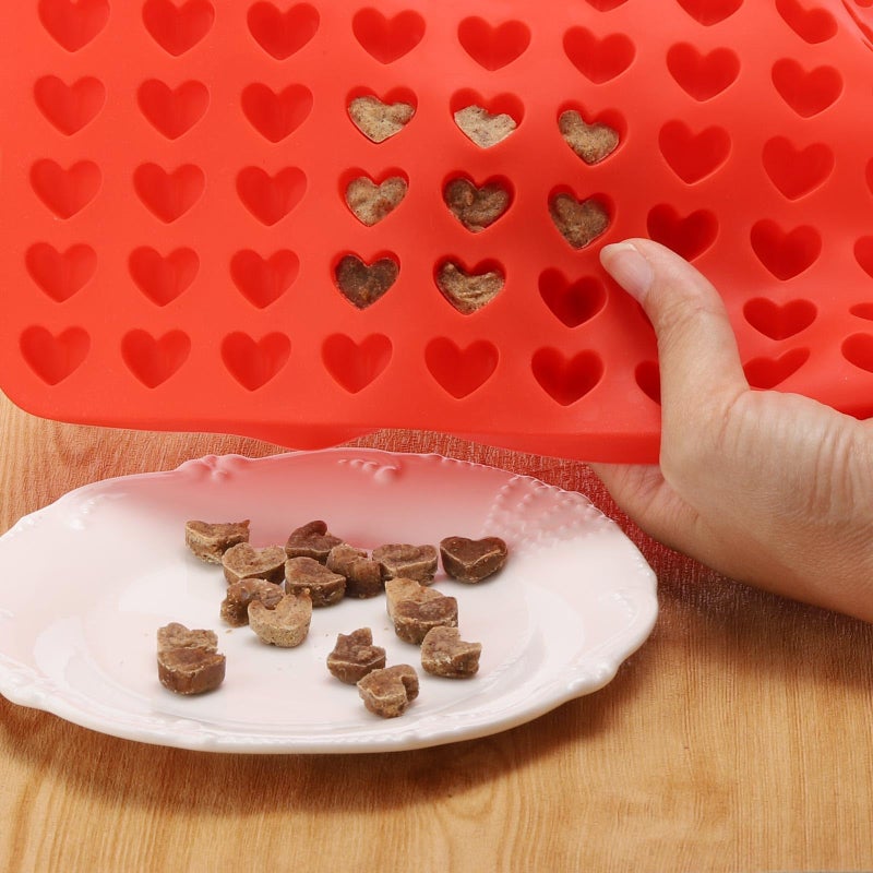 BTYMS 2 Pcs Mini Silicone Heart Molds, 255-Cavity Heart Shaped Chocolate Molds for Baking, Candy, Wax Melts Beads, Ice Cubes, Homemade Dog Training Treats - Image 3
