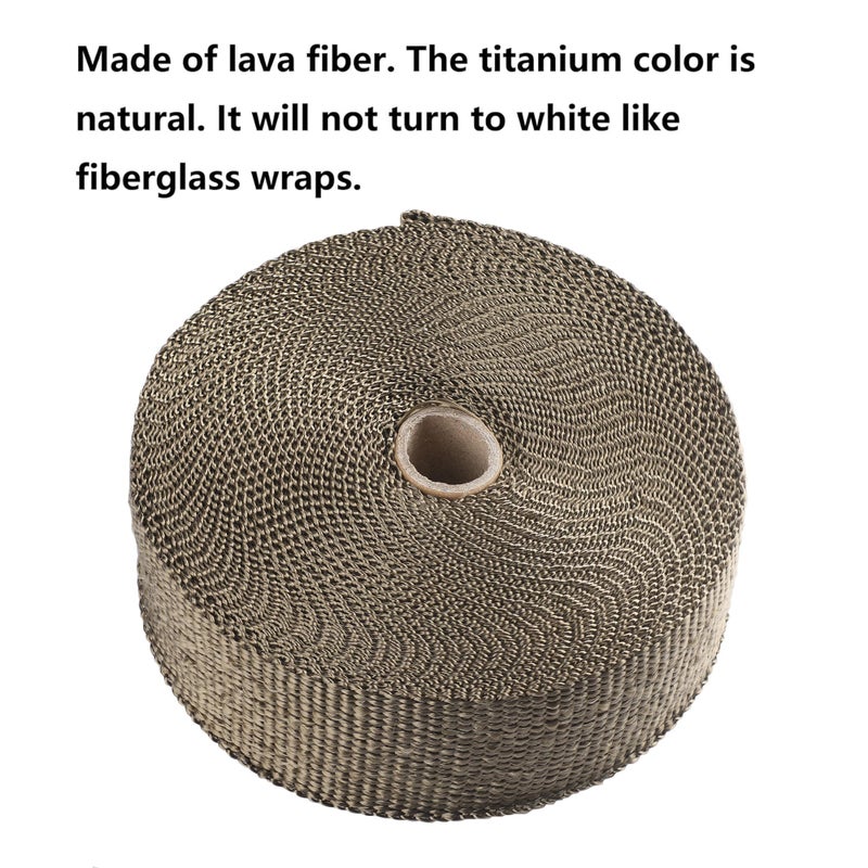 ARTR ARTR Titanium Lava Fiber 2 Inch x 50 Feet Exhaust Header Wrap Kit with 10pcs 11.8 Inch Stainless Locking Ties - Image 2
