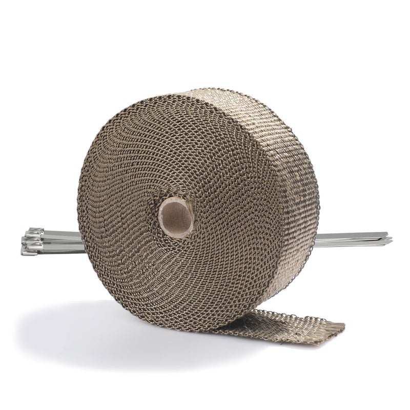 ARTR ARTR Titanium Lava Fiber 2 Inch x 50 Feet Exhaust Header Wrap Kit with 10pcs 11.8 Inch Stainless Locking Ties - Image 1