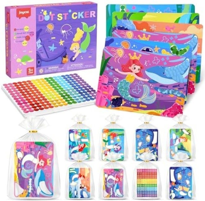 JoyCat 12-Pack Ocean Dot Art Craft Kits for Kids Party Favors, Mess-Free Dot Sticker Activity Set with 2400+ Stickers & Goodie Bags, Sea Animal Classroom Prizes, Goodie Bag Stuffers Ages 3-8 - Image 3