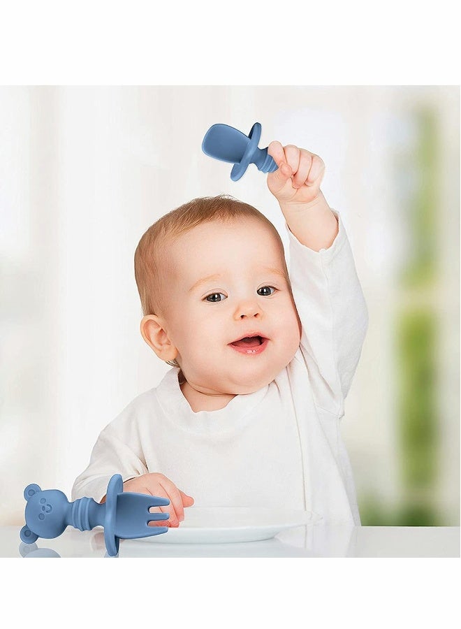 KASTWAVE Silicone Baby Fork and Spoon Set - Easy Grip Toddler Cutlery Kit with Carry Case, BPA Free, Anti-Choke Design for Infants and Toddlers (6-12 Months) - Image 3