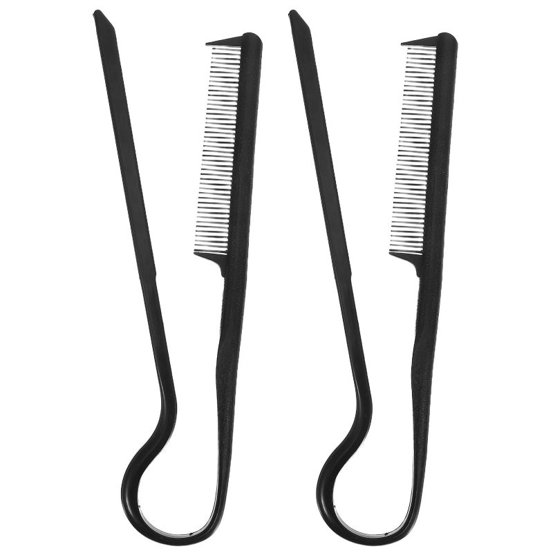 V Shaped Hair Styling Combs For Bangs Styling And Shaping Black 2 Pack - Image 2