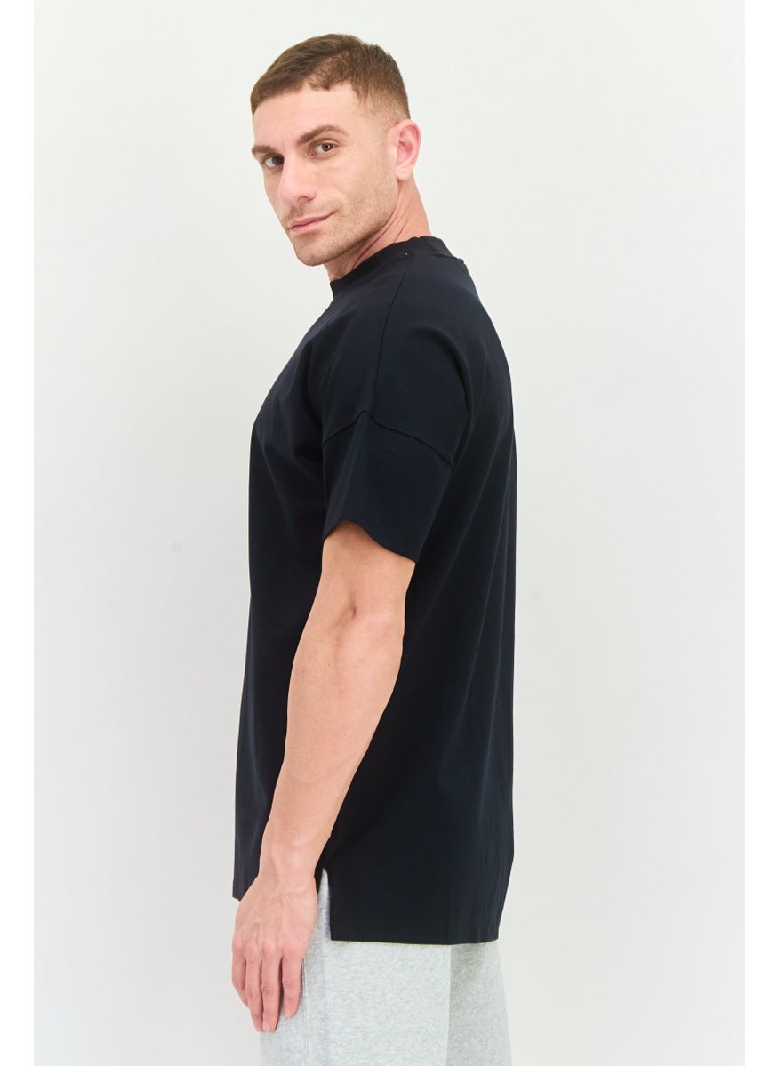 SQUATWOLF Men Oversized Embroidered Logo Short Sleeves Outdoor T-Shirt, Black  - Image 2