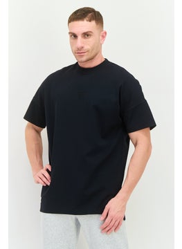 SQUATWOLF Men Oversized Embroidered Logo Short Sleeves Outdoor T-Shirt, Black  - Image 1