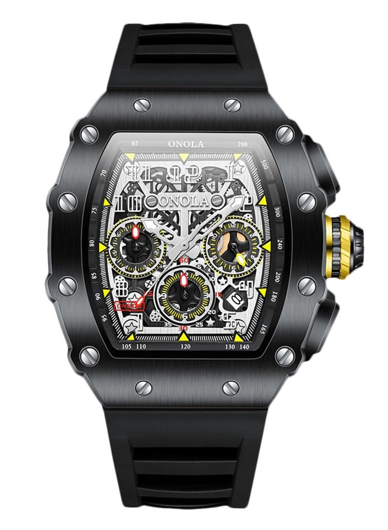 Excefore ساعات متعددة الوظائف للرجال رياضية 5ATM مقاومة للماء ساعة يد للرجال ساعة كواتز تنو شكل ساعة بونك موضة حزام سيليكون - Image 1