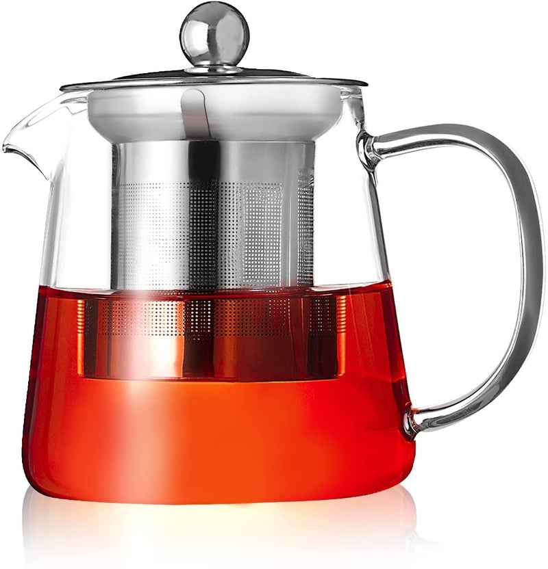 Dhanuom Loose Leaf Blooming Green Tea Maker Kettle Stovetop Microwave Safe Heat Resistant Borosilicate Glass Teapot with Premium Fine Mesh StainlessSteel Infuser and Lid1pcs - Image 1