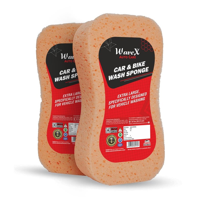 Wavex Super Absorbent Car Wash Sponges | Sponge for Car and Bike Washing | Multipurpose Cleaning Sponge for Kitchen, Bathroom, Home Cleaning, Walls, Windows and Other Surfaces (Pack of 2) - Image 1